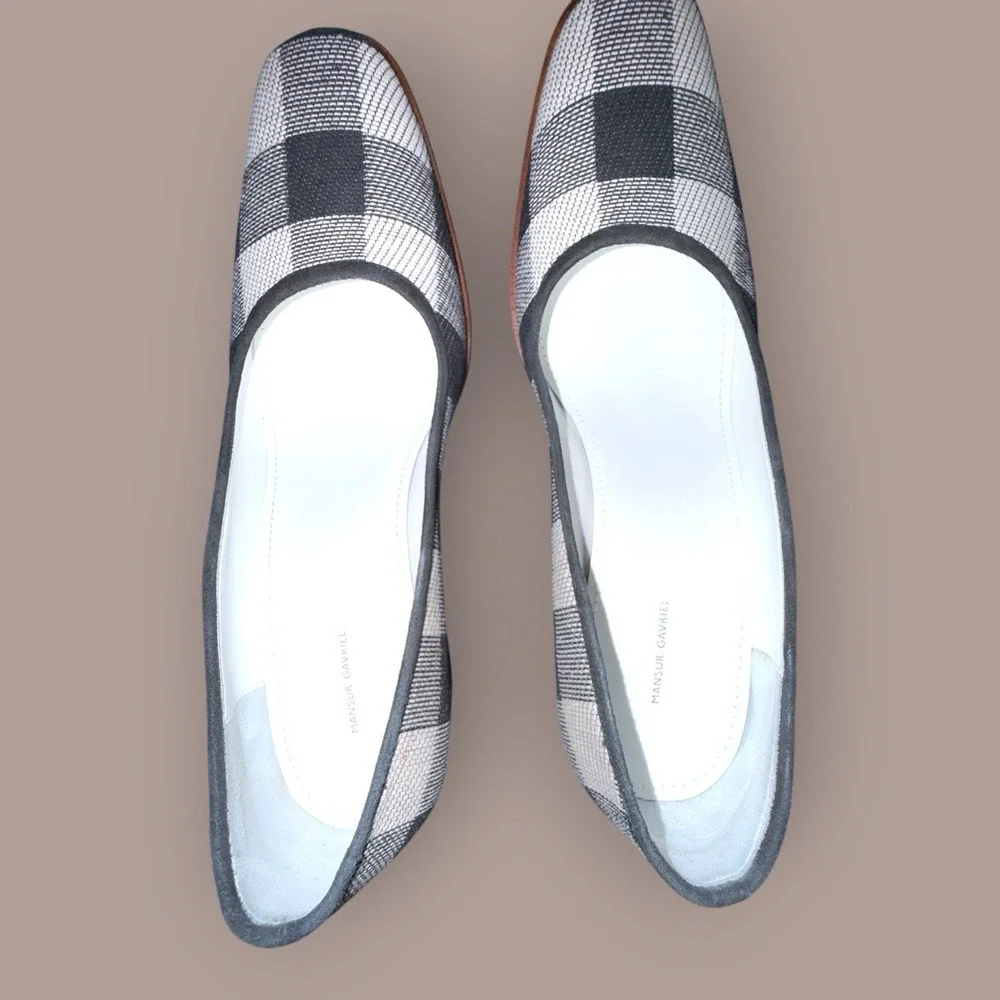 Mansur Gavriel Women's Heels UK 4.5 Black Checkered 100% Other Court - Picture 4 of 14